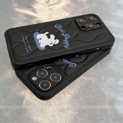 秋冬黑色羽绒服滑板小狗适用小米15手机壳K80/14高级感皮质13/K70E新款K60创意红米K50男女12X防摔K40pro全包