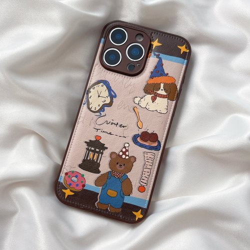 皮纹小熊星星oppoReno15手机壳FindX9pro新款Reno14/13皮质FindX8S+小众卡通女Reno11硅胶7全包6防摔10保护套