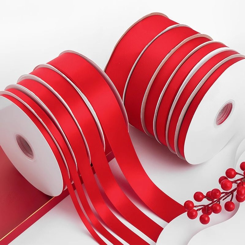 九霞 红色丝带鲜花礼盒包装缎带结婚喜糖装饰织带蛋糕彩带红绸带