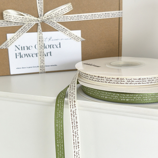 小语种英文字母鲜花束装饰彩带礼品盒包装缎带手工蝴蝶结DIY材料