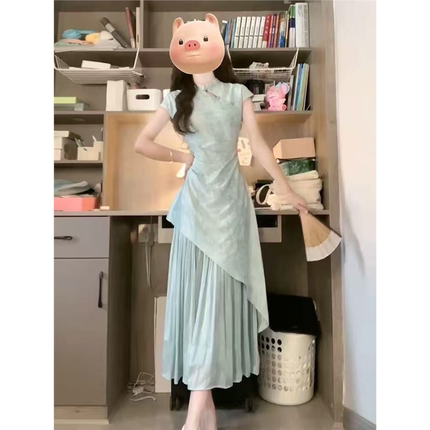 新中式连衣裙女2026夏季新款香云纱改良旗袍裙气质修身国风长裙子