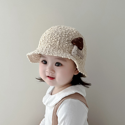 女童可爱蘑菇毛线盆帽宝宝保暖冬