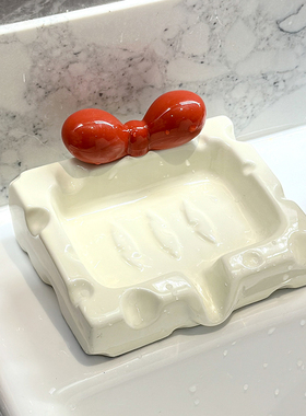 肥皂盒沥水家用置物架洗手洗漱台台面陶瓷高颜值可爱浴室香皂盒子