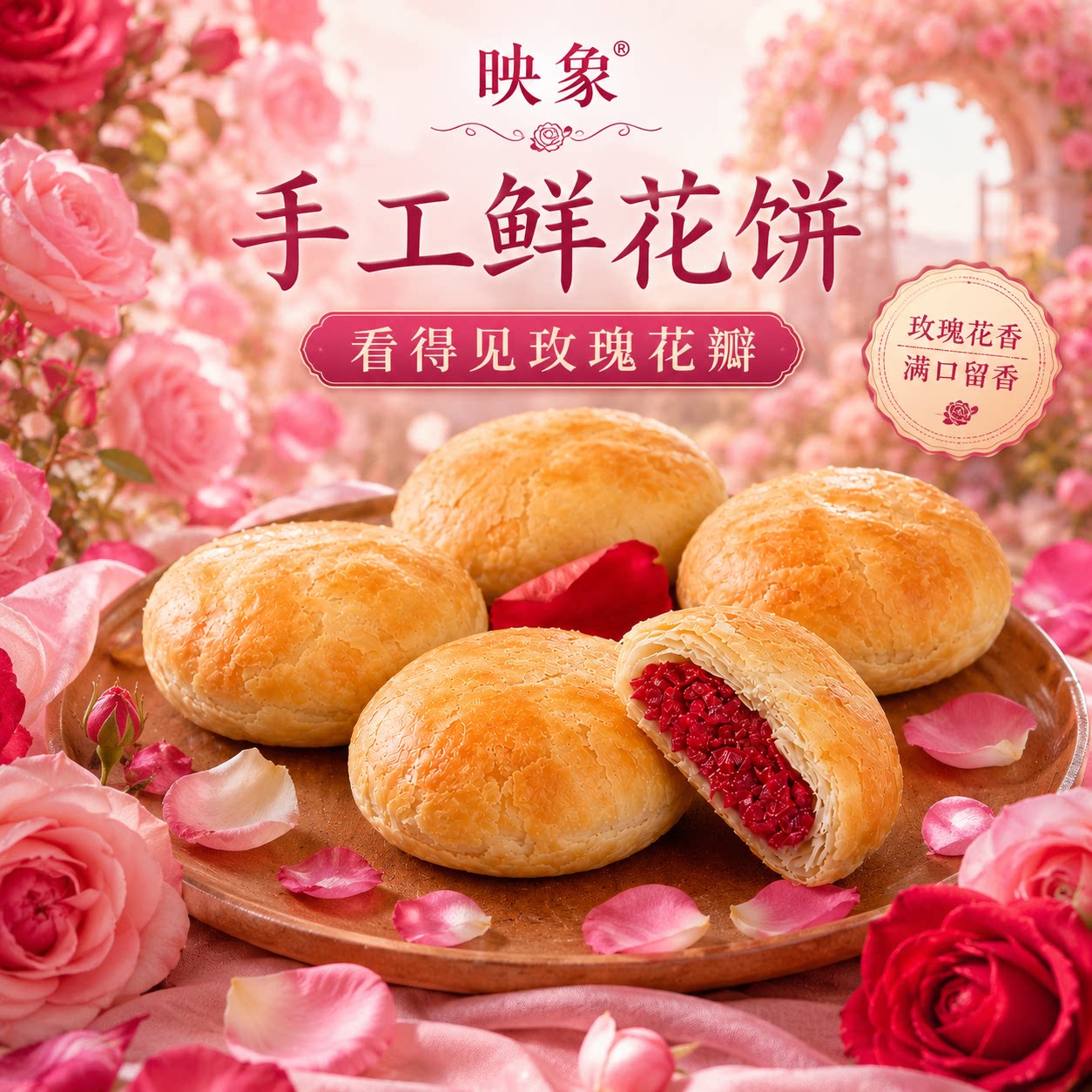 云南映象鲜花饼30克散装云南特产高原玫瑰花饼手工现烤糕点心