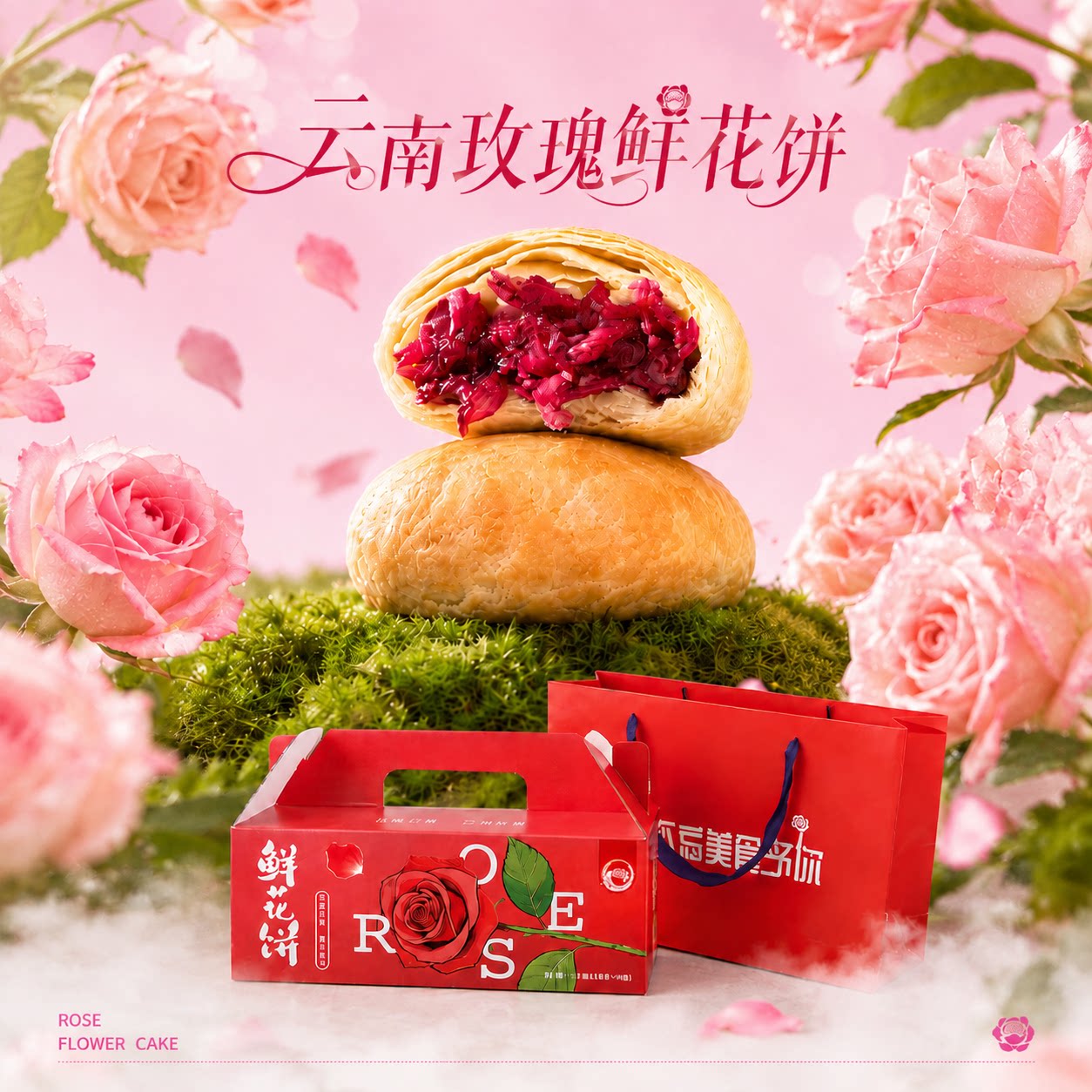 映象云南鲜花饼礼盒装300克手工云南正宗鲜花饼经典玫瑰花饼中秋