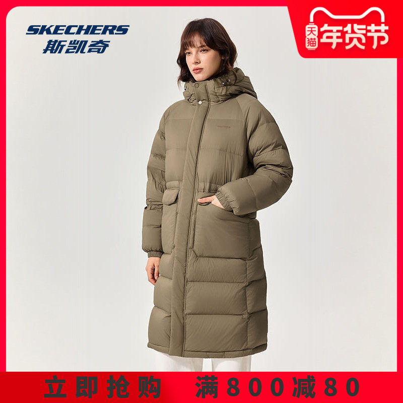 斯凯奇运动羽绒服2025冬季防风防泼水保暖柔软舒适长款连帽抽绳,运动服/休闲服装,运动羽绒服,淘宝优惠券,粉丝福利购,淘宝优惠卷