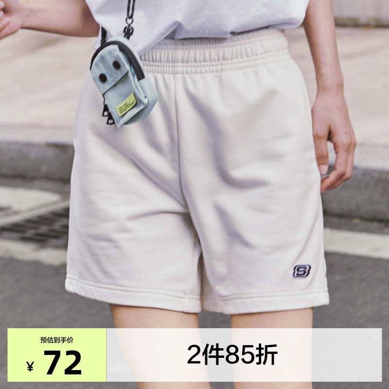 斯凯奇夏季新款女裤宽松休闲运动裤透气针织短裤白色裤子健身男裤