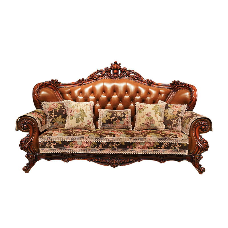 现货速发沙发垫美式复古式奢华四季通用防滑欧式田园皮坐垫套罩盖