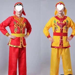速发舞龙舞狮装威风锣鼓服歌轿夫民族秧服婚庆表演舞蹈演出服装男