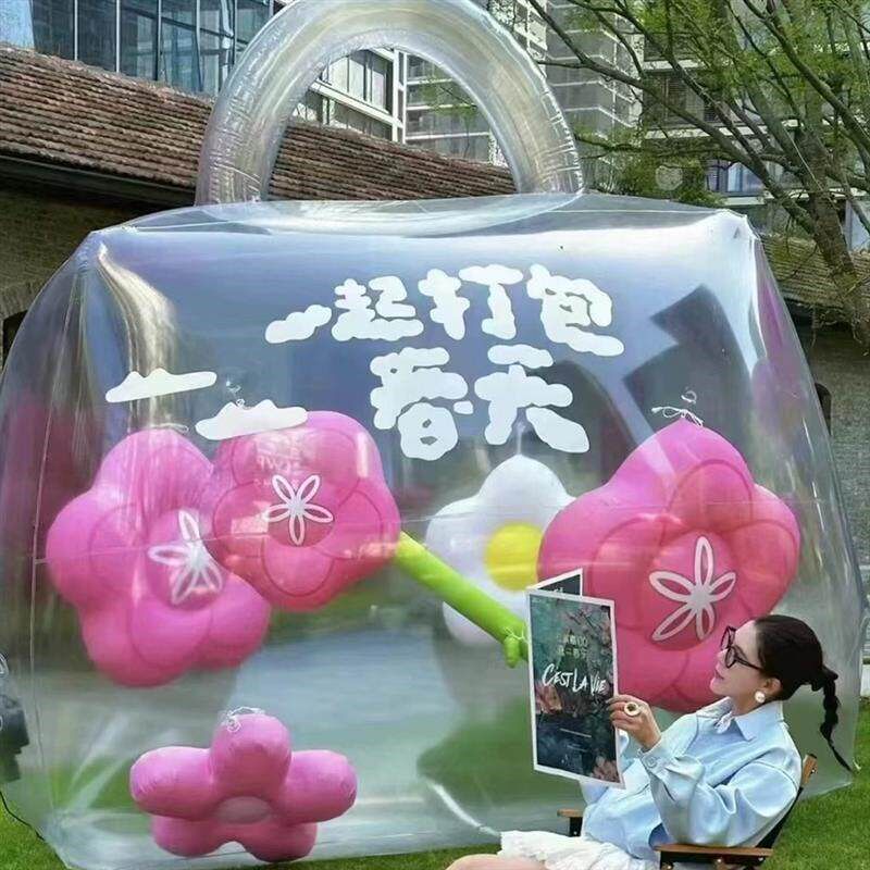 速发透明充气包花朵气模空飘气球道具闭气的花朵西瓜气模厂家直销