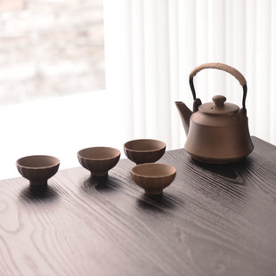 围炉煮茶一整套粗陶手作家用户外温茶壶柴烧碳烤茶壶围炉加热