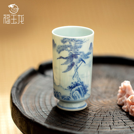 福玉龙景德镇青花手绘闻香杯个人专用高档主人杯功夫小茶杯品茗杯