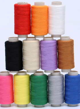 家用缝纫线小卷米白色黑红绿色缝纫机线缝补强力402 蓝色手工缝线