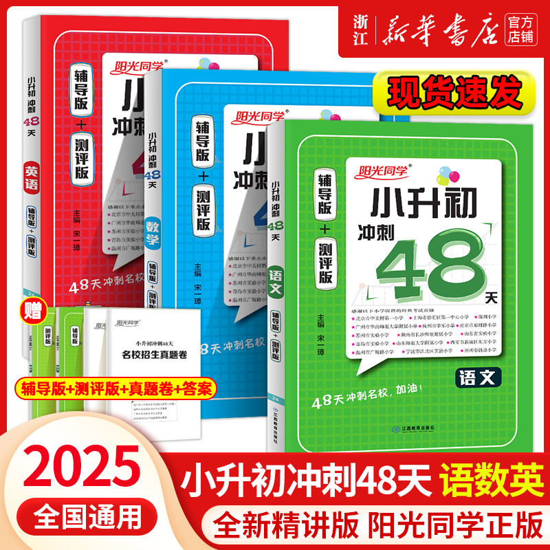 2025新版阳光同学 小升初冲刺48天六年级小升初总复习人教版语文数学英语知识点归纳辅导版+测评版小升初专项训练复习题小考6年级