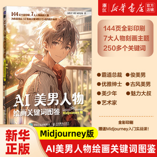 【新华书店旗舰店官网】AI美男人物绘画关键词图鉴 Midjourney版 ai绘图二次元漫画人物AI绘画教程mj关键词图鉴AIGC图片创作 正版