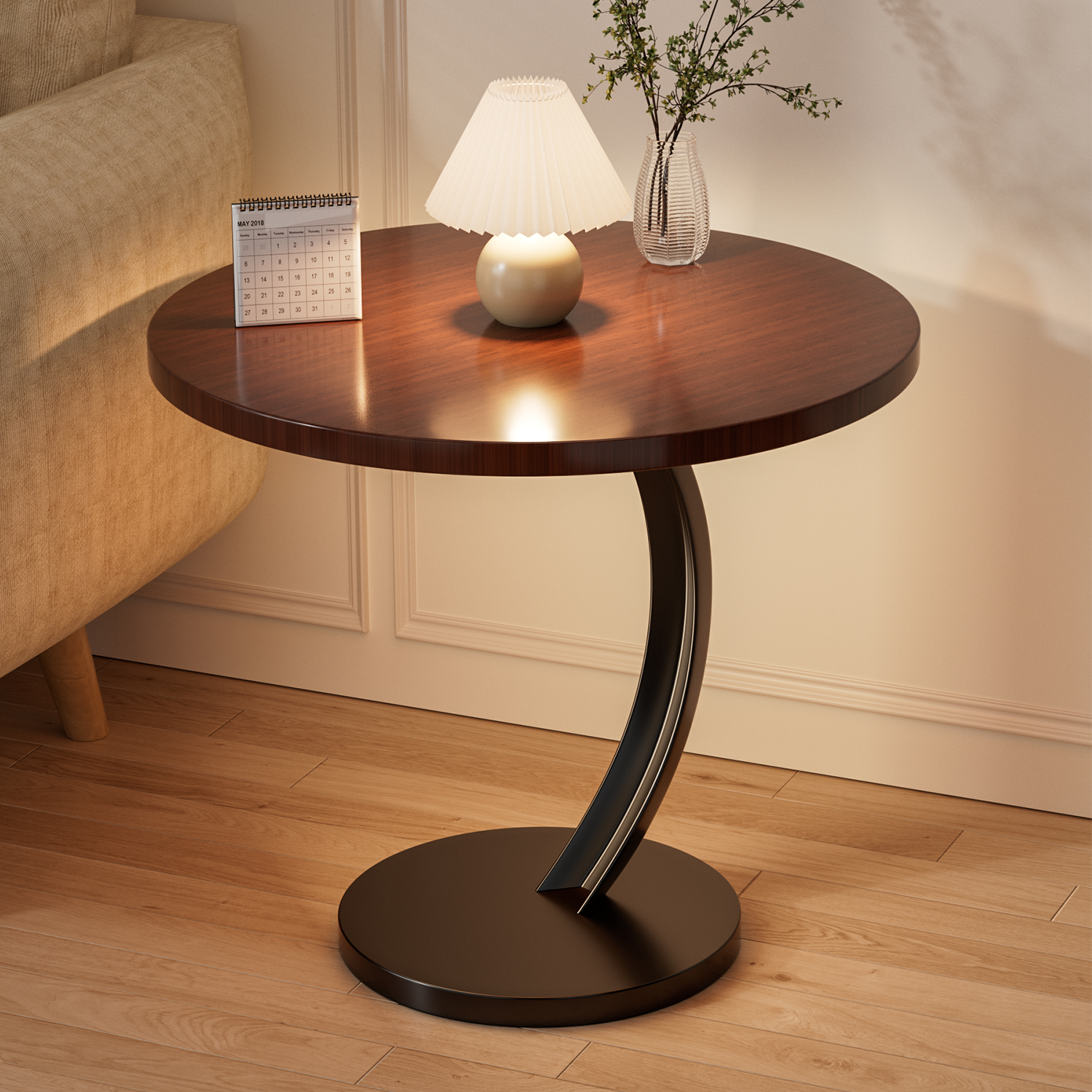 圆边小茶几胡桃色边几