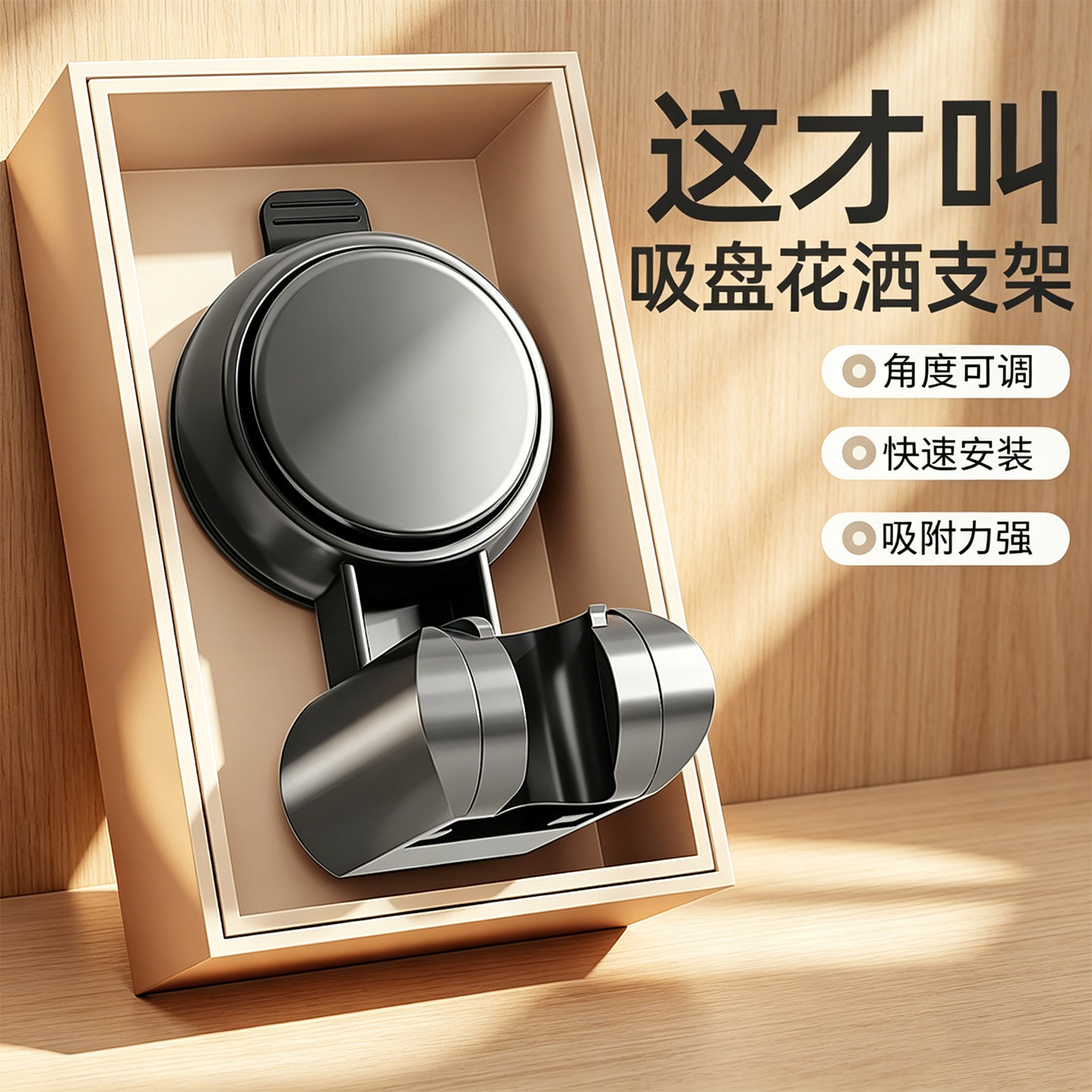 吸盘花洒支架可移动免打孔莲蓬头通用底座浴室洗澡淋浴喷头固定器图片
