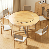 实木餐桌圆桌子面板带转盘餐厅饭店酒店大排档农村大圆桌聚会吃饭