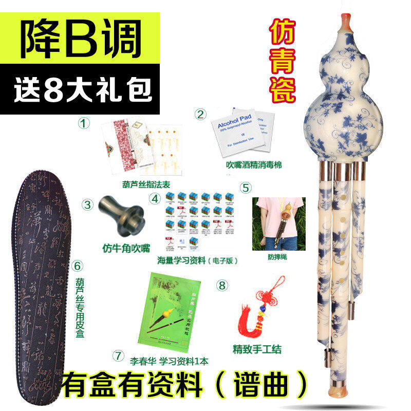 初学者胶木葫芦丝c调降b调学生成人乐器云南葫芦丝仿青花降B调套