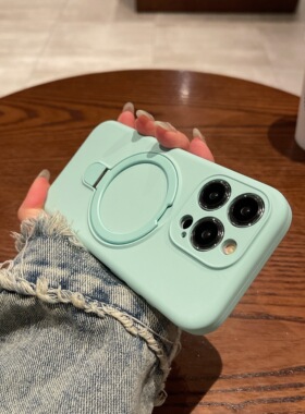 磁吸支架适用苹果15Promax手机壳iPhone14液态硅胶15pro精孔全包13简约纯色14pro情侣12新款11防摔手机套
