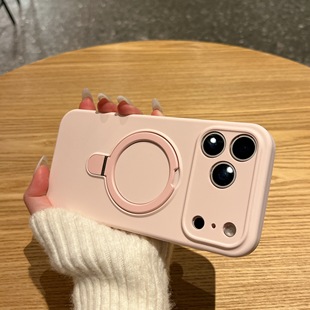 Magsafe磁吸适用苹果17Promax手机壳iPhone16Promax液态硅胶15Pro自带折叠支架14Pro全包镜头13防摔保护套软