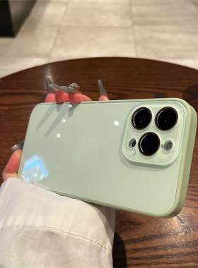 ins风适用苹果16Promax手机壳iPhone15Promax新款马卡龙14Pro水晶玻璃13/12情侣男女11简约纯色防摔保护套