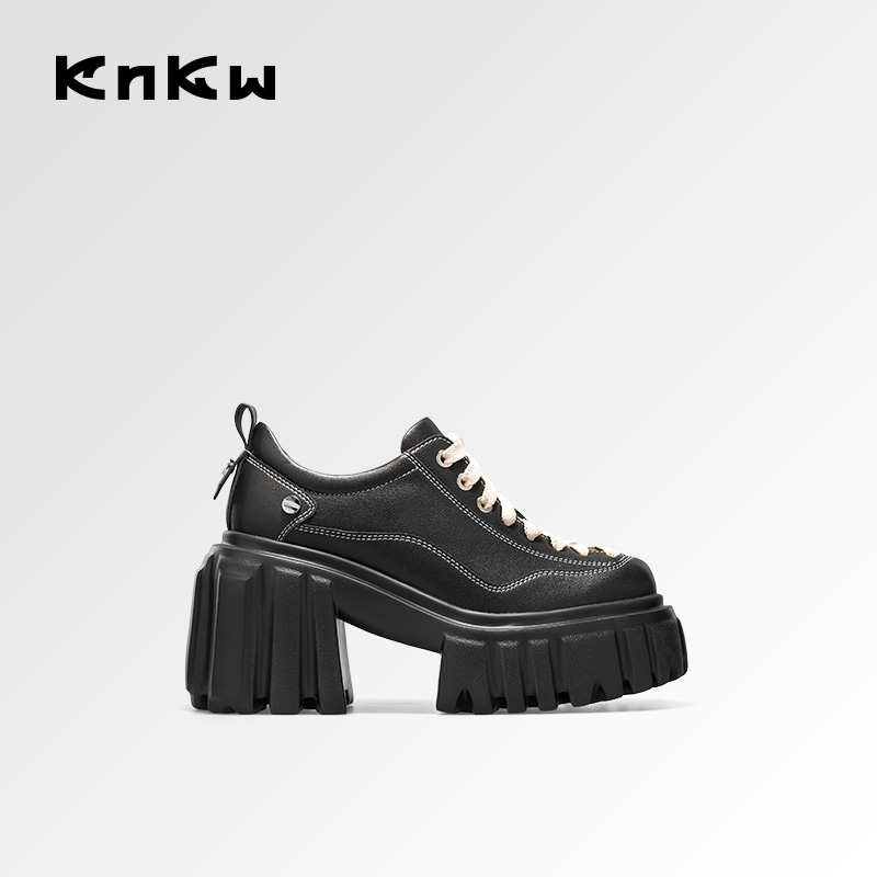 knkw英伦风厚底百搭系带小皮鞋