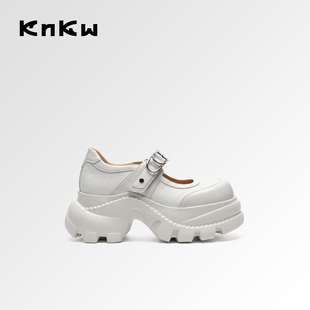knkw甜酷白色玛丽珍鞋2026夏季新厚底浅口单鞋百搭甜酷小皮鞋女鞋