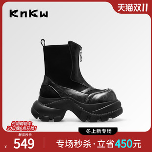 knkw黑色英伦加绒时装 专场549元 靴厚底增高女鞋 抢10月20日