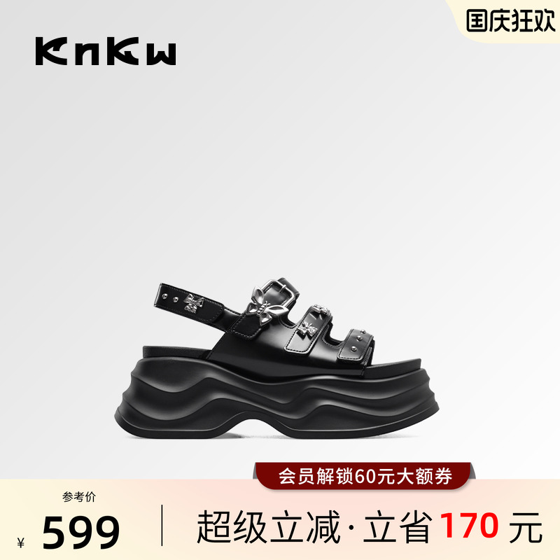 knkw2025夏季新款黑色凉鞋舒适女