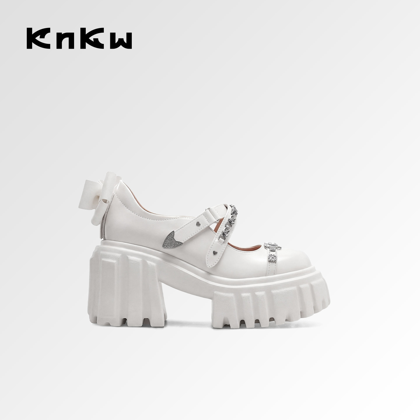 【沈月同款】knkw蝶舞派对厚底皮鞋女款2026年夏新款甜酷玛丽珍鞋