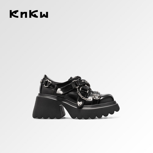 knkw朋克摇滚风厚底厚底小皮鞋