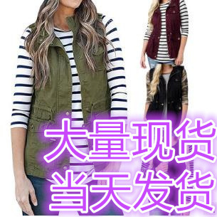 Women's sleeveless autumn and winter new vest jacket女马甲