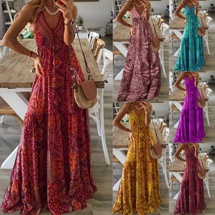 long dress Bohemian for camisole neck women style