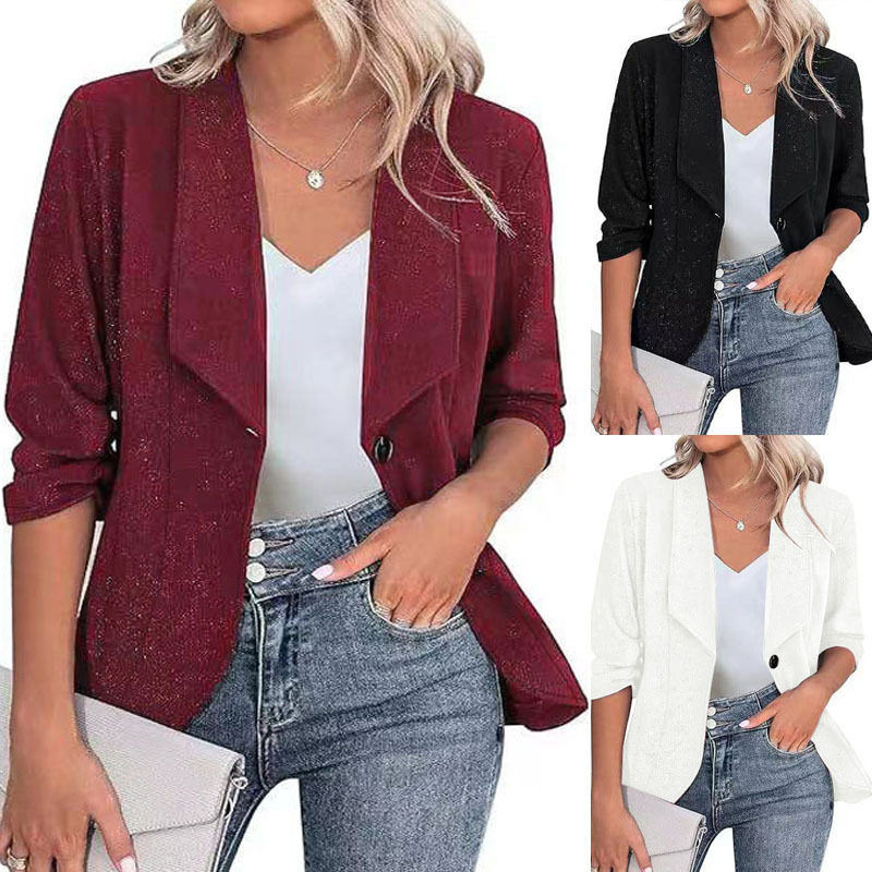 Women's long sleeved tight cardigan suit女长袖翻领紧身西装