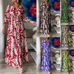 long sleeved large swing连衣裙 Bohemian with Women dress
