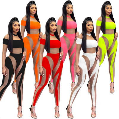 sexy mesh patchwork party Bodysuit Mesh Jumpsuit long new