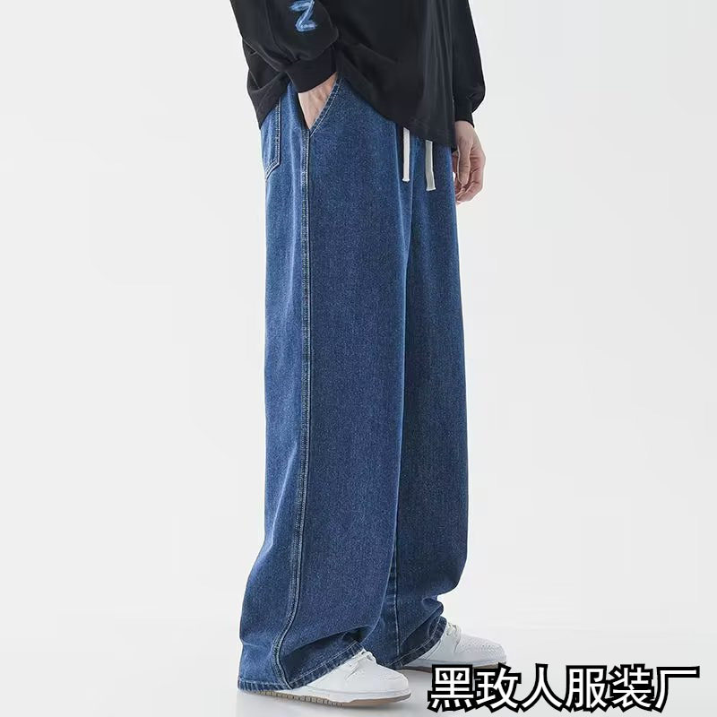 Retro straight fit loose jeans for both men and women牛仔裤图片