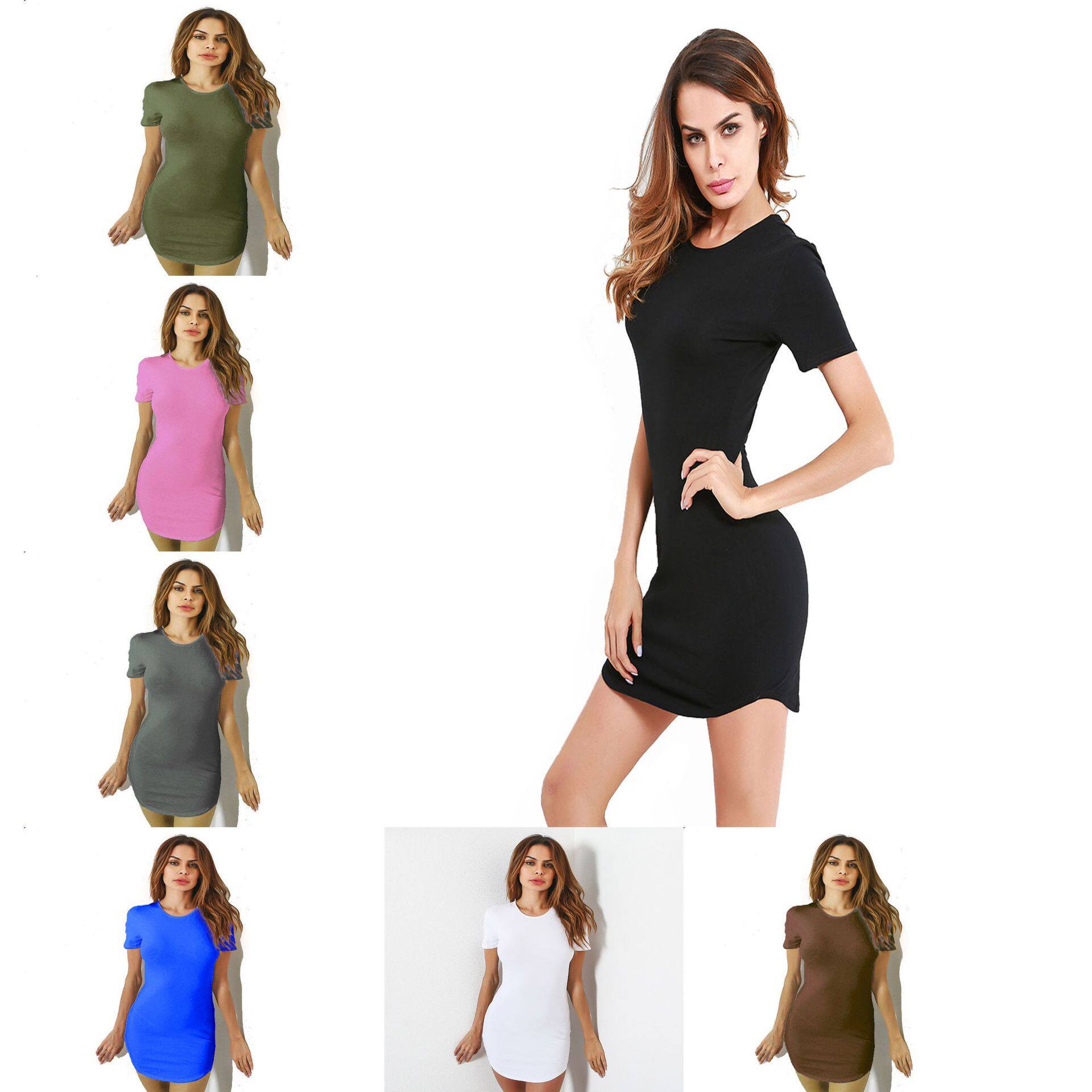 Women's summer short sleeved waist wrapped dress女短袖连衣裙图片