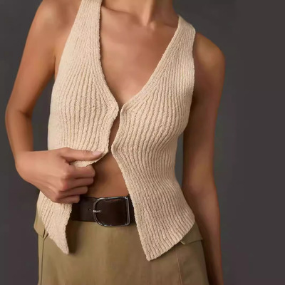 Women's sexy V-neck sleeveless suspender sweater vest