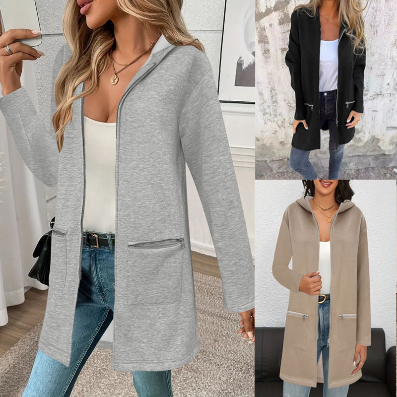 Autumn/Winter Women Zipper Hooded Coat连帽卫衣秋冬拉链外套女