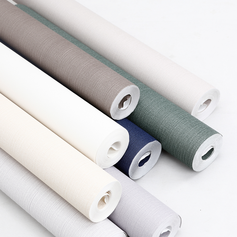 PVC墙纸素色墙壁纸家用房间卧室工程墙纸简欧非自粘出租房墙布