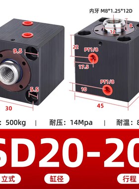 CXSD系列薄型缸夹具油缸方形液压缸立式内牙油缸注塑机模具抽芯缸