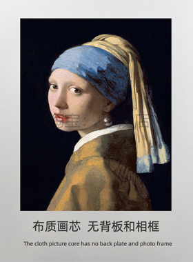 Vermeer戴珍珠耳环少女客厅装饰挂画心布海报 倒牛奶女仆装饰画芯