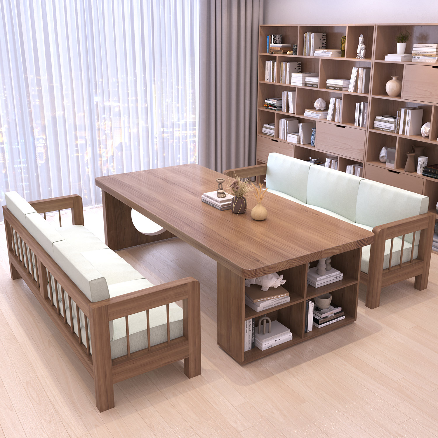 去客厅化书桌实木大板工作台办公学习莫比恩餐桌北欧简约网红双人