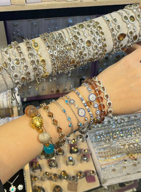 中古vintage几何锆石手链简约