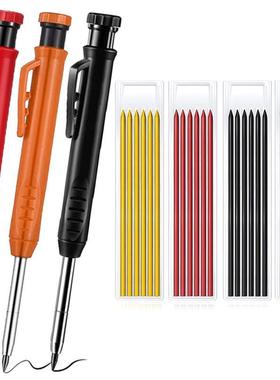 Solid Carpenter Pencil Set with 6 Refill Built-in arpener1