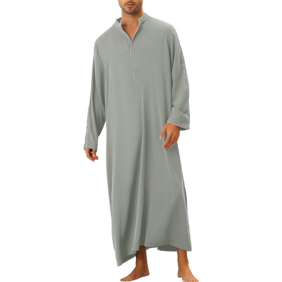 Arab men's shirt Muslim long robe clothes 简约休闲长袍衫男