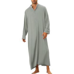 Arab men's shirt Muslim long robe clothes 简约休闲长袍衫男