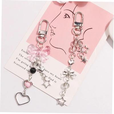 Goth Y2K Phone Charm Bow Heart Star Keychn Pendant Kawi